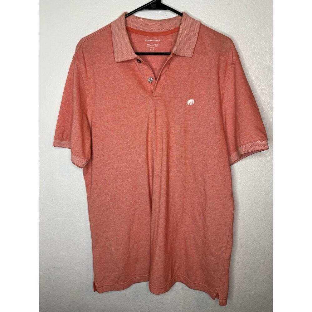 Banana Republic Men's Short Sleeve Polo Shirt Large Coral Color Size Large